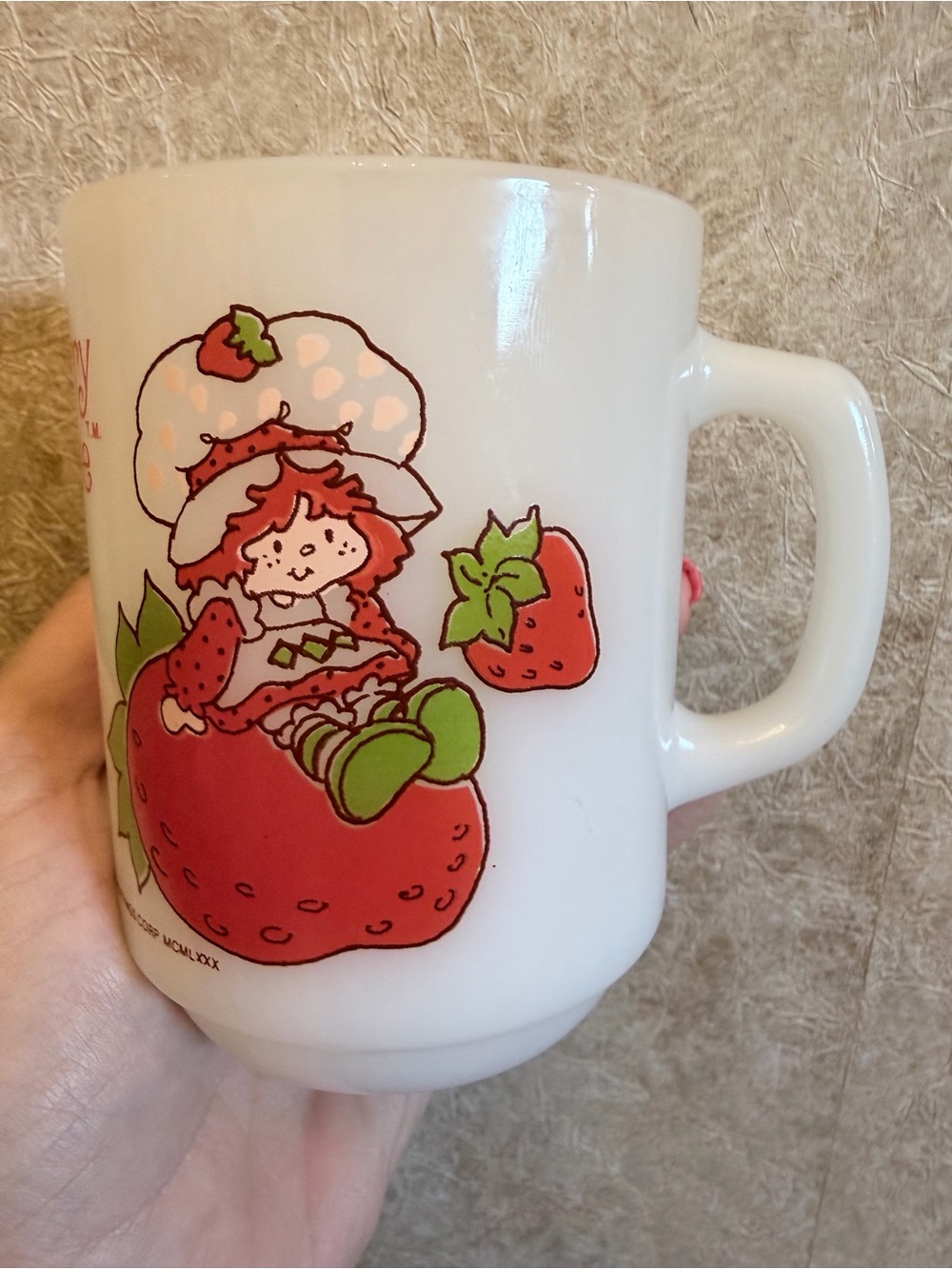 Vintage Strawberry shortcake White Mug with Red and Green Artwork